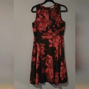 Cleo. Petites. Sleevless. Black & Magenta Floral Dress.